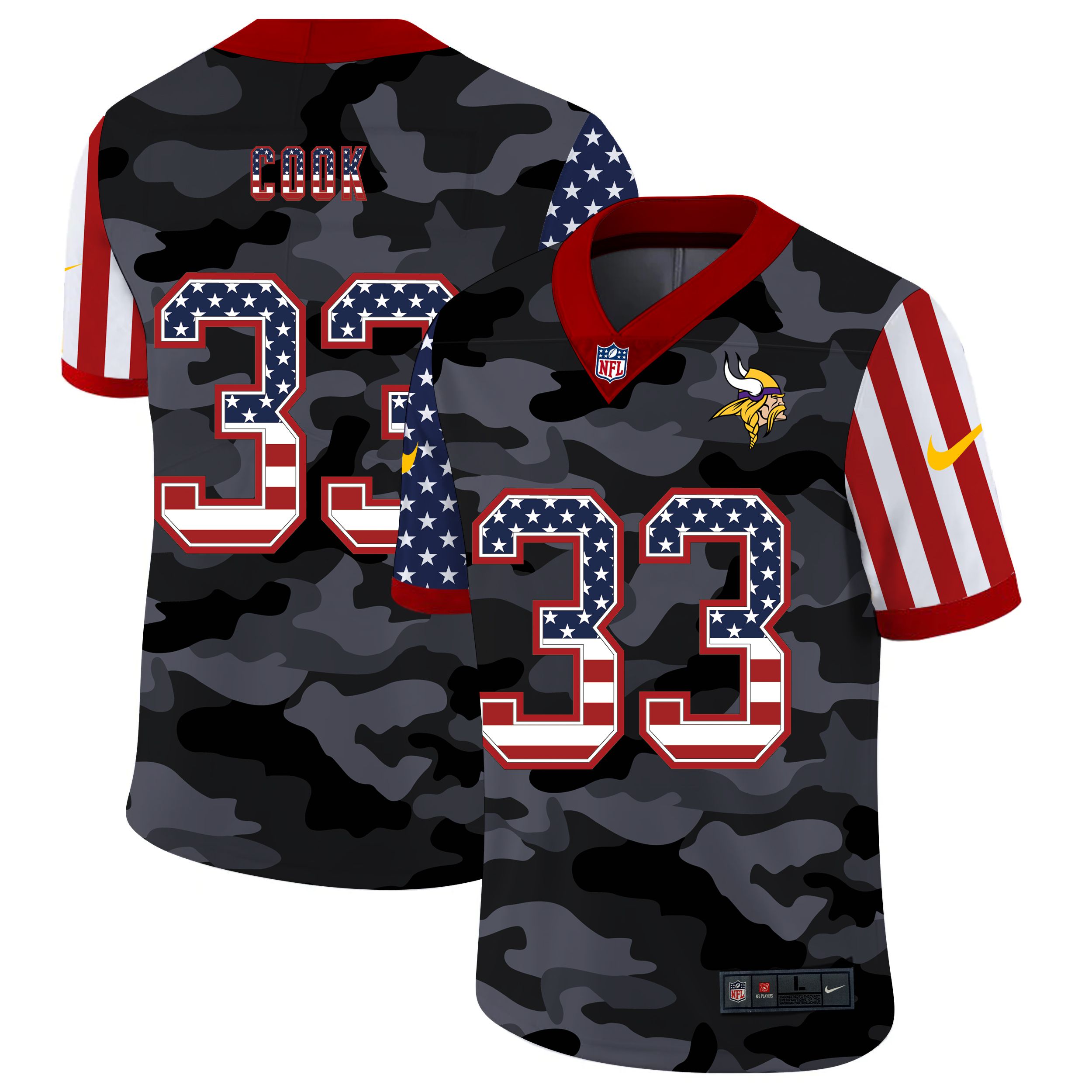 Men Minnesota Vikings #33 Cook 2020 Nike USA Camo Salute to Service Limited NFL Jerseys->tennessee titans->NFL Jersey